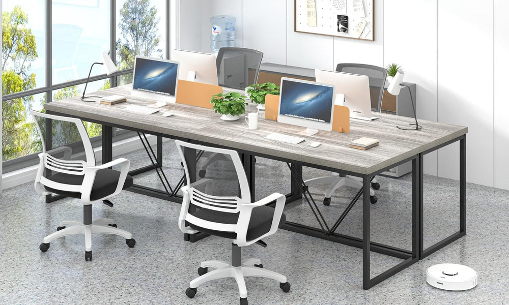 FOLUBAN Modern Home Office Desk, Industrial Vintage Computer Desk, Rustic Woo...