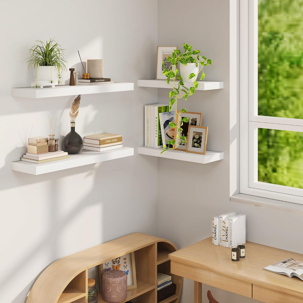Fun Memories Floating Shelves, 9.3'' Deep Solid Pine Wood Wall Shelve...