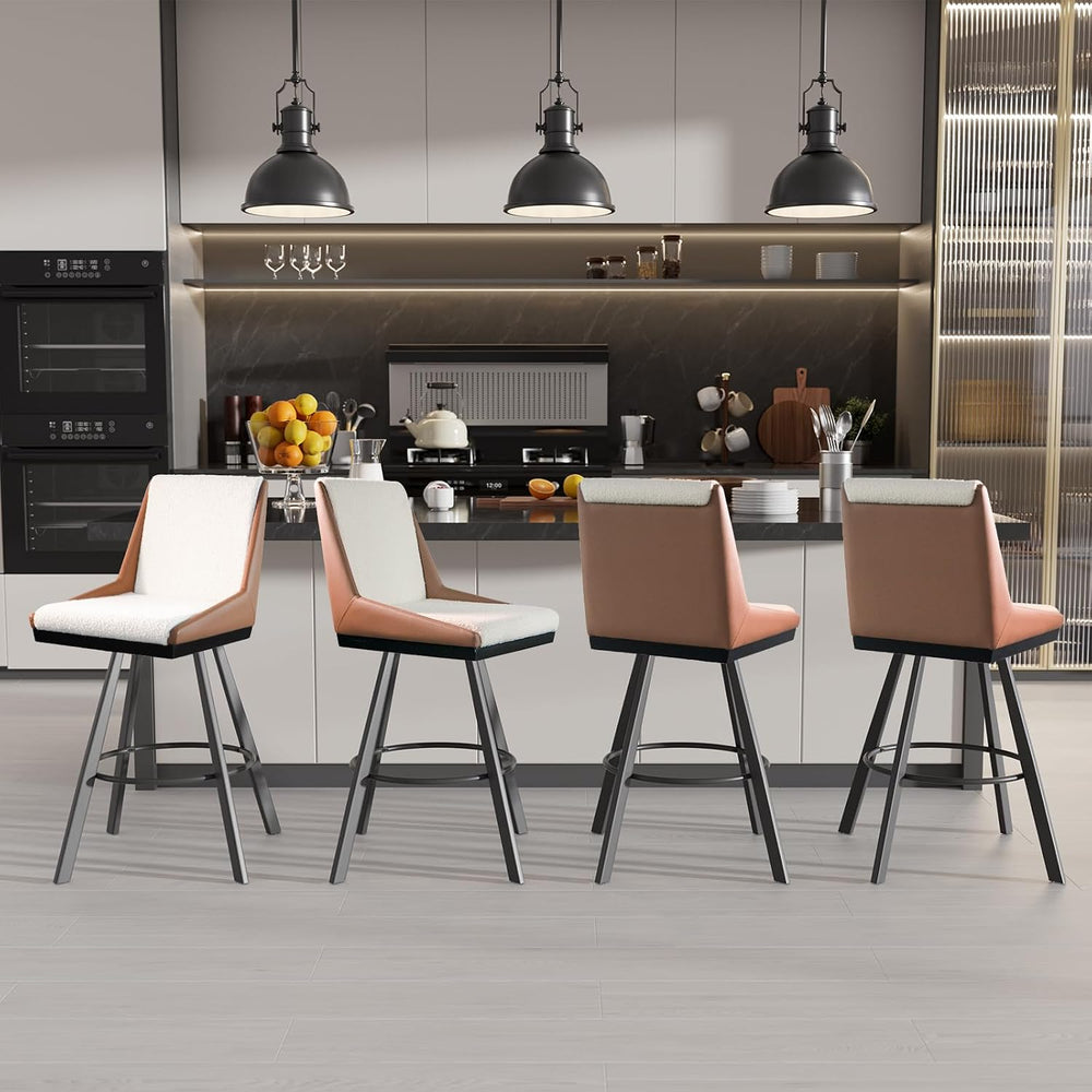 Ollega Counter Height Bar Stools B3213 (White Brown, 26" 4 Pieces)