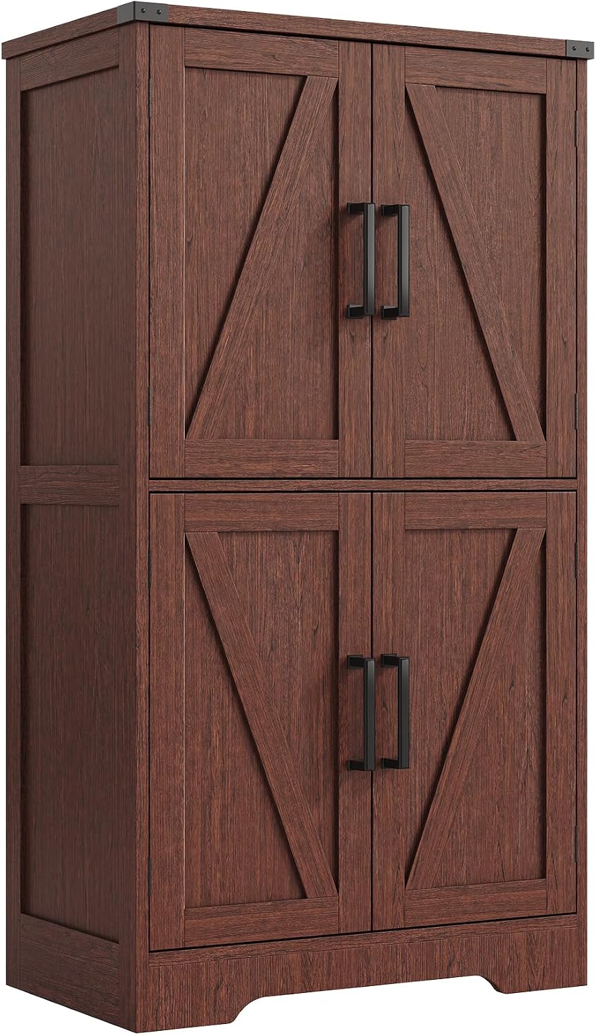 Treocho Farmhouse Bathroom Floor Cabinet with Adjustable Shelves