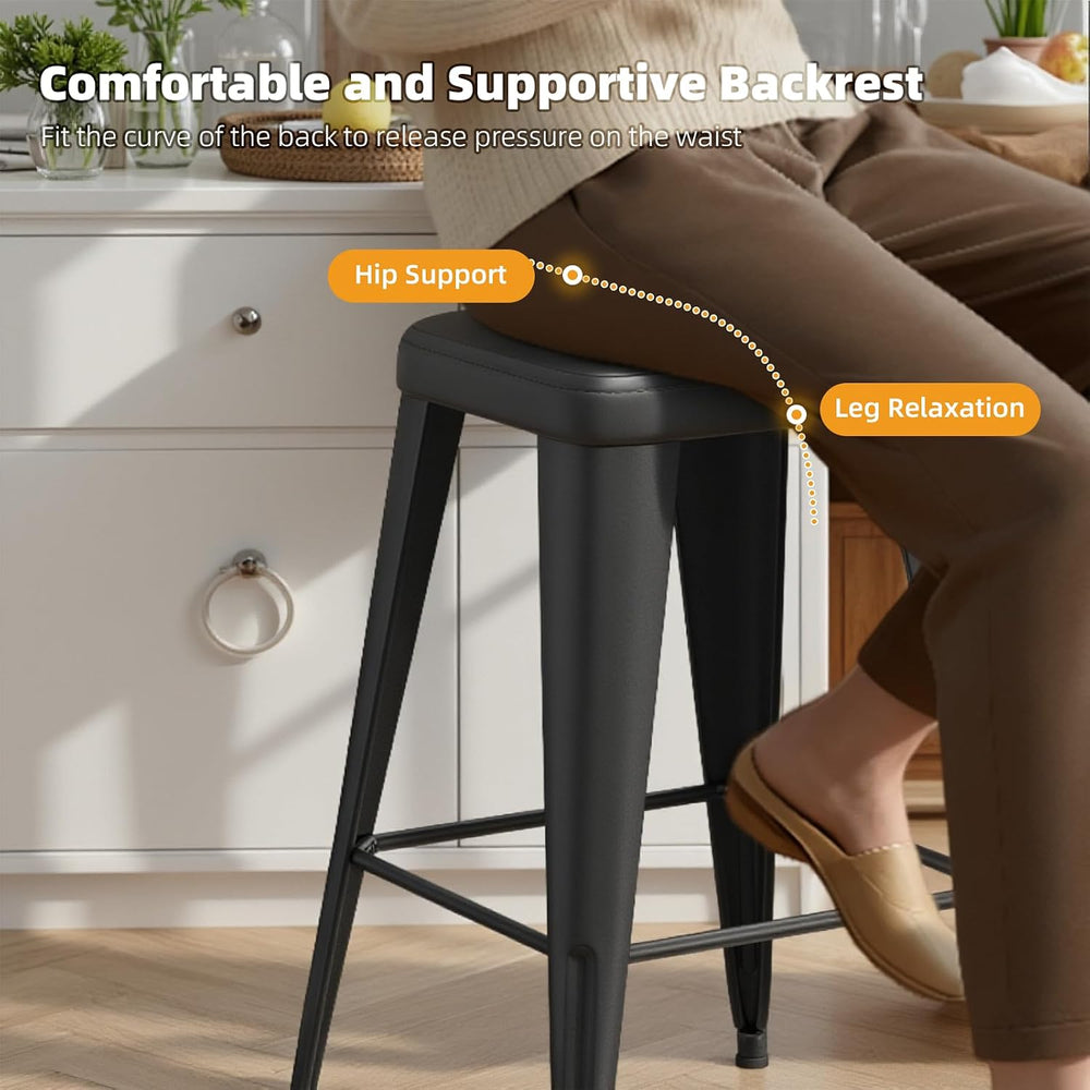 Bar Stools Set of 4, 26" Counter Height Bar Stools Backless, Upholstered...