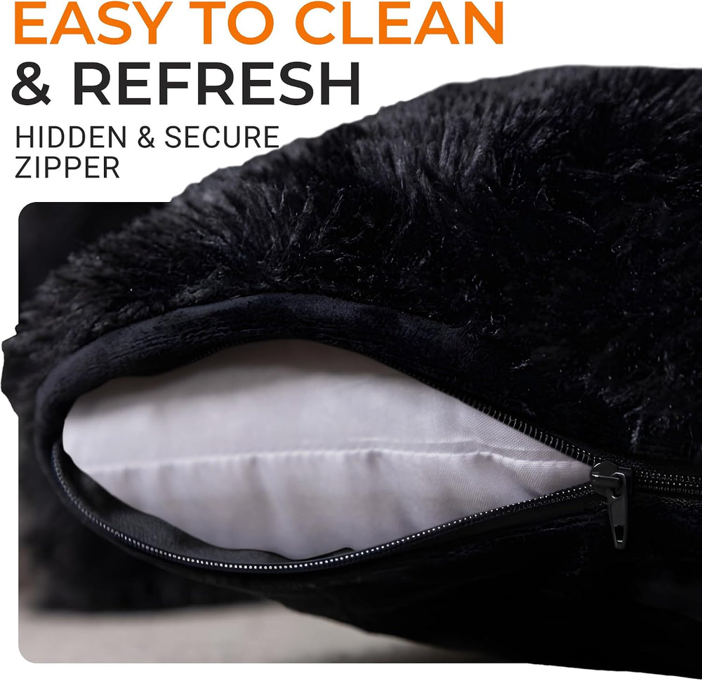 Cheer Collection Throw Pillows for Couch and Bed, Soft Shaggy Throw Pillows w...