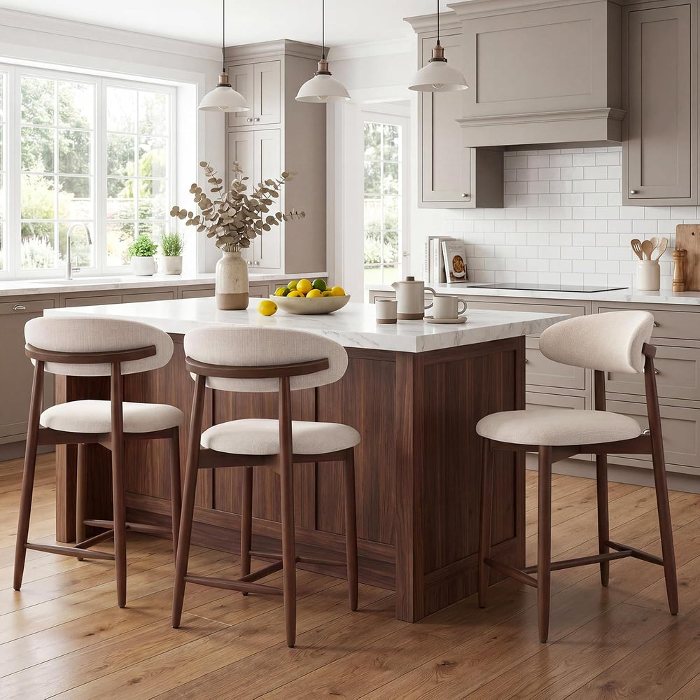 MALOL Counter Height Bar Stools Set of 3, Kitchen Bar Stools with Back, Mid C...