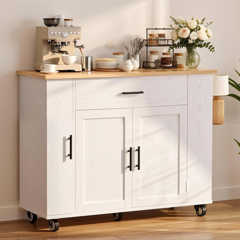 IRONCK Kitchen Island with Storage, 47.2in Rolling Island on Wheels, Kitchen ...