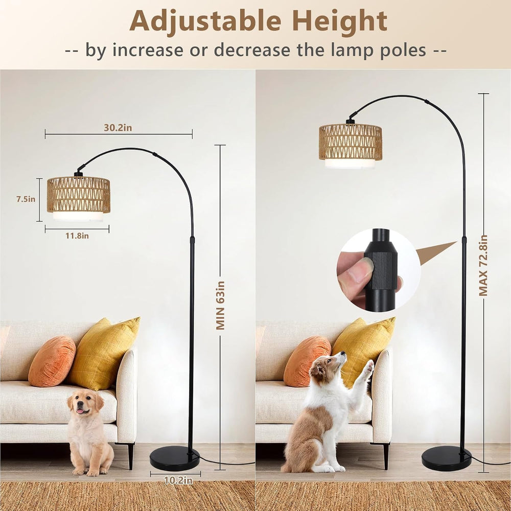 eyassi Arc Floor Lamp with Remote, Modern LED Floor Lamp with Dimmable Bulb, ...