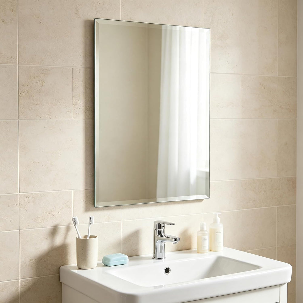 Bathroom Mirror for Over Sink 24x16 Inch Frameless Wall Mirror Rectangle