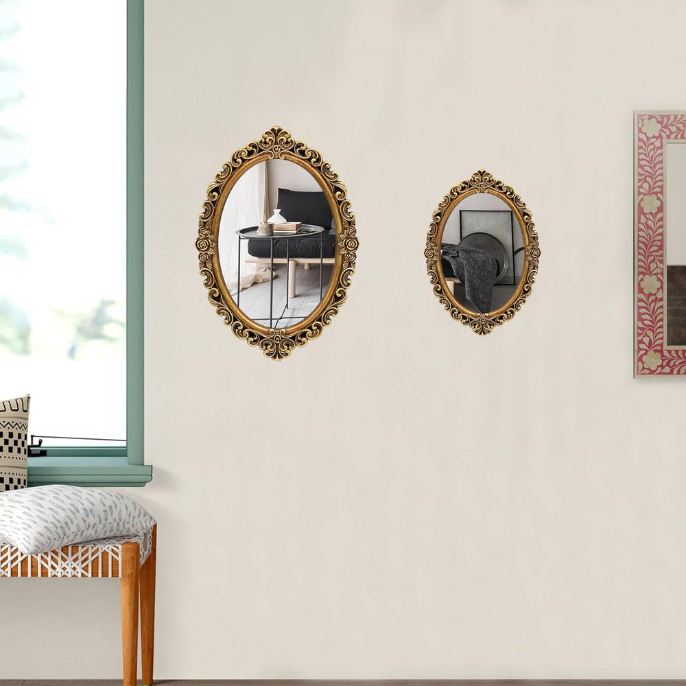 OIGUMR Small Oval Wall Mirror Resin Frame Size:15 x 10.7 inch