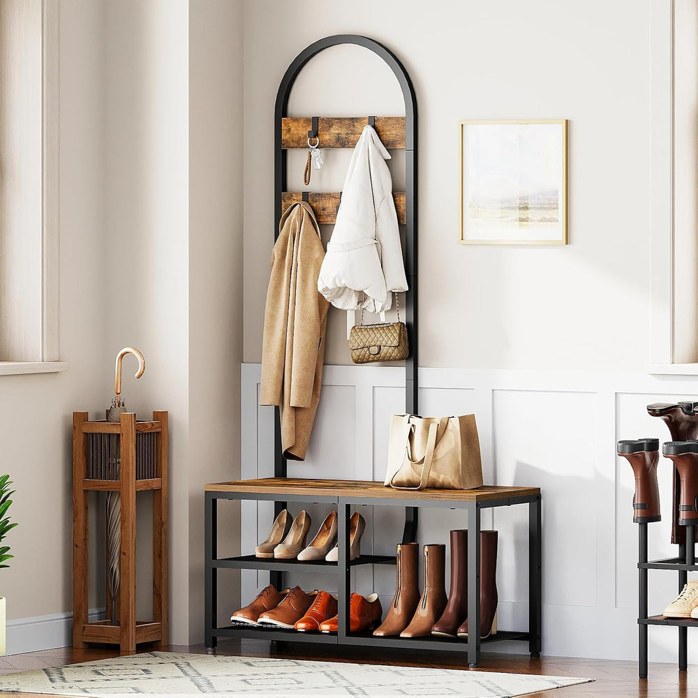 YATINEY Hall Tree, Coat Rack with Shoe Storage, Entryway Bench with Coat Rack...