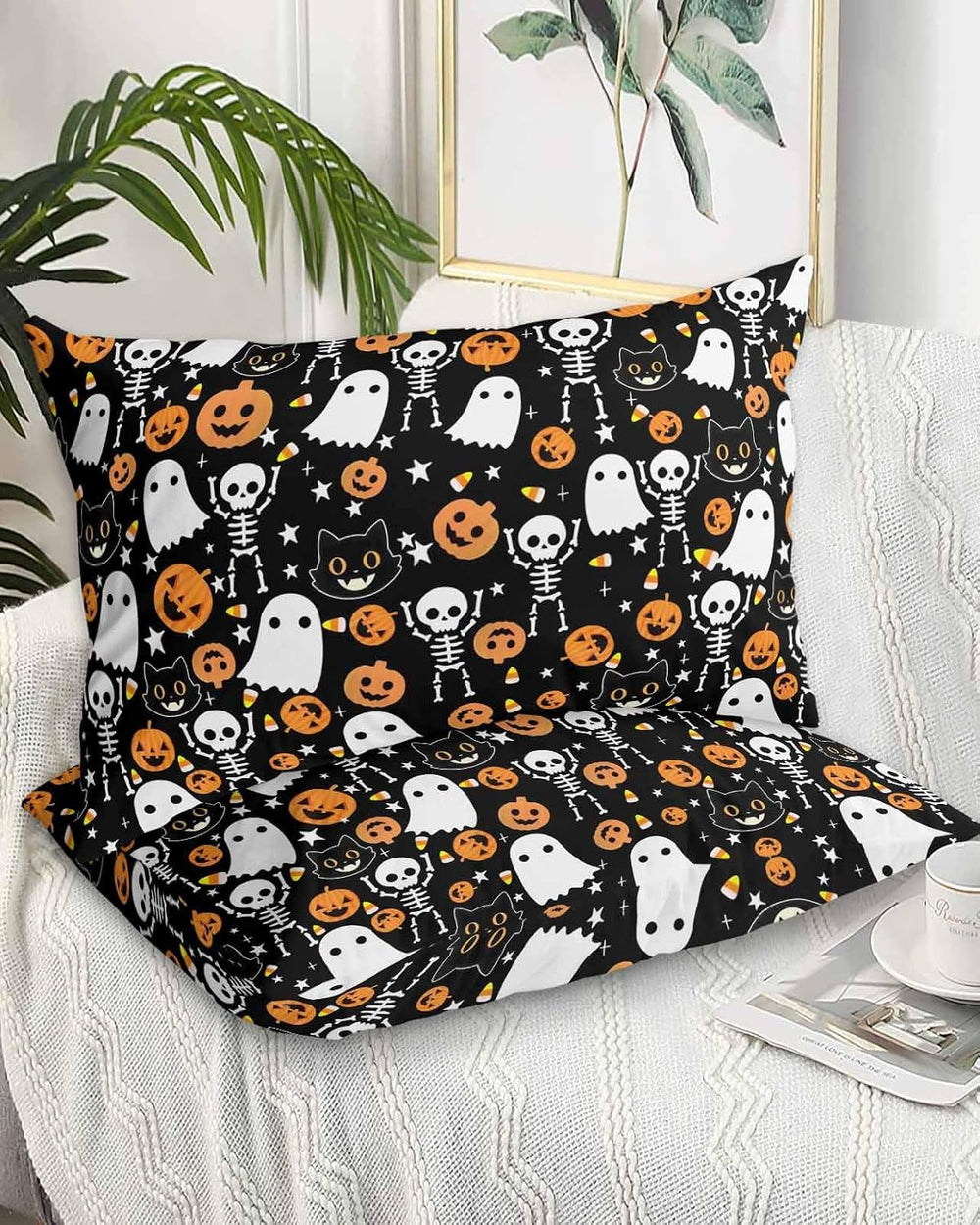 Halloween Pillow Cases Standard Size Set of 2 - Microfiber Bed Throw Pillow C...