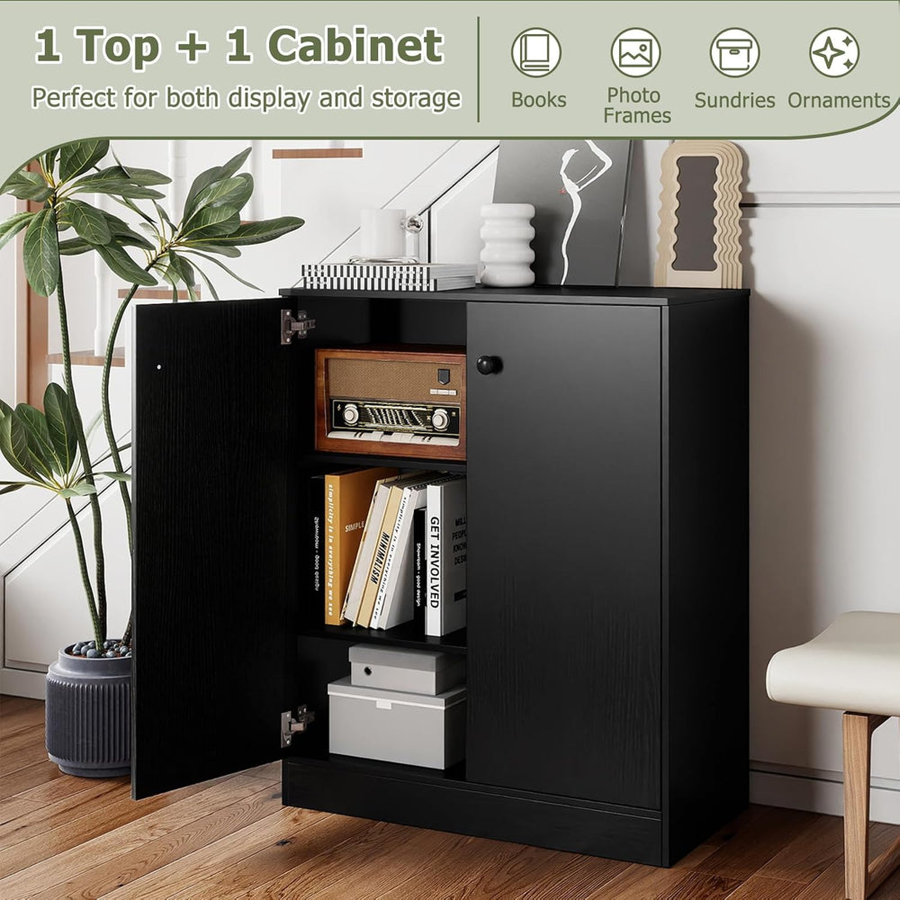 GIANTEX 2-Door Storage Cabinet, Buffet Cabinet with Storage, Black