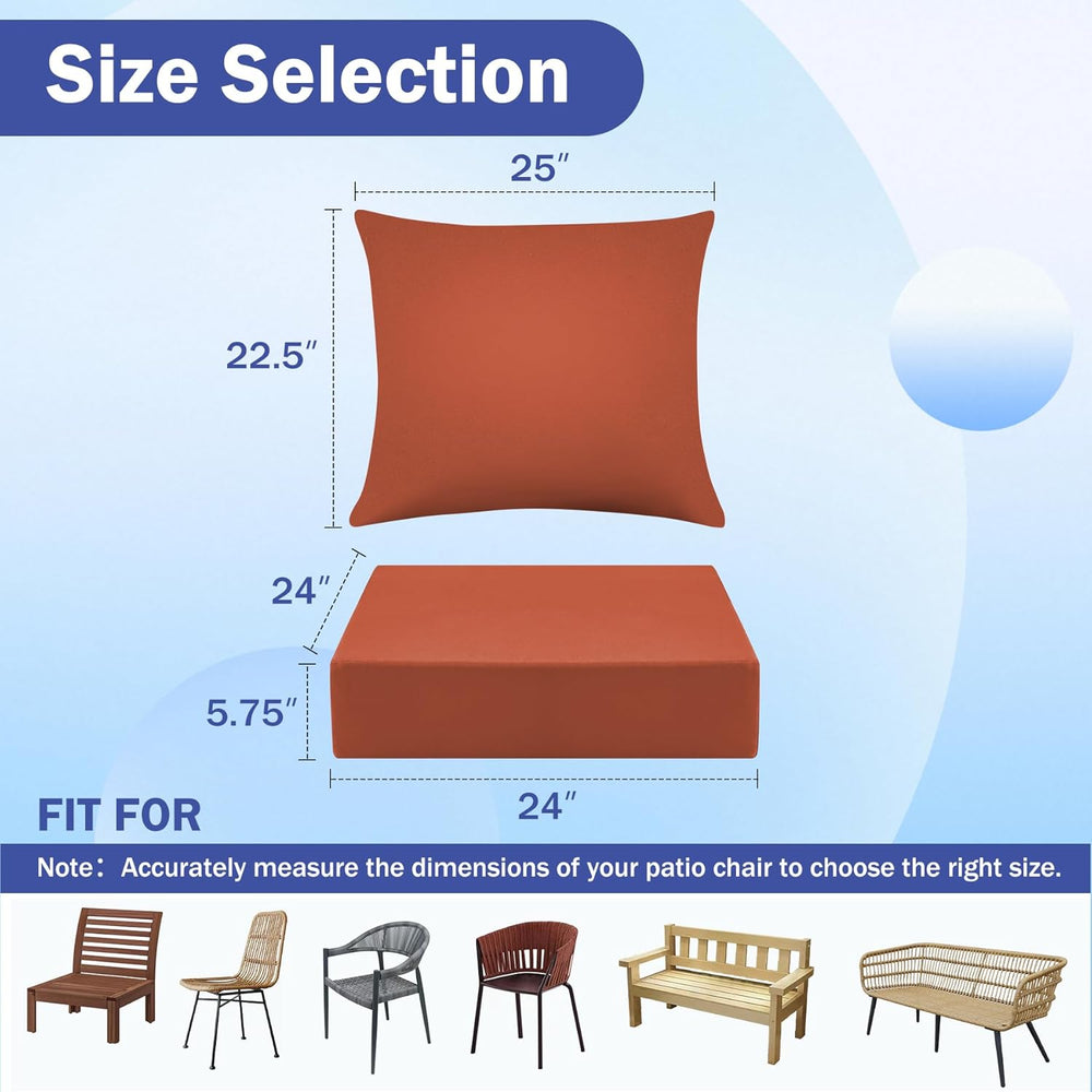 Outdoor Chair Cushions, 24 x 24 Inch Outdoor Cushion for Patio Furniture, Pat...