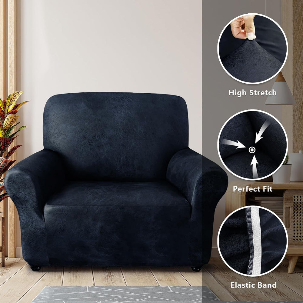 ANARACHON 1-Piece Leather-Look Armchair Cover, Stretch Chair Slipcover