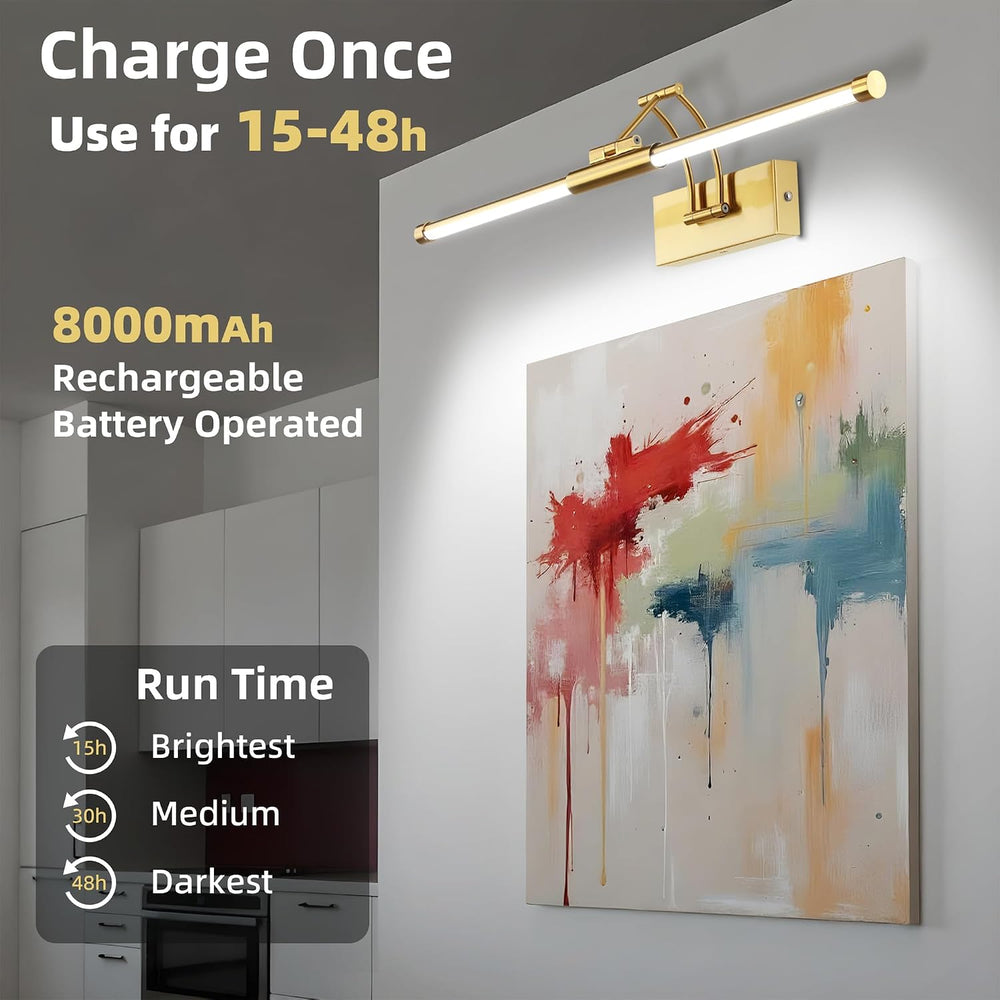 24" Picture Lights for Wall, 8000mAh Rechargeable Wireless Remote