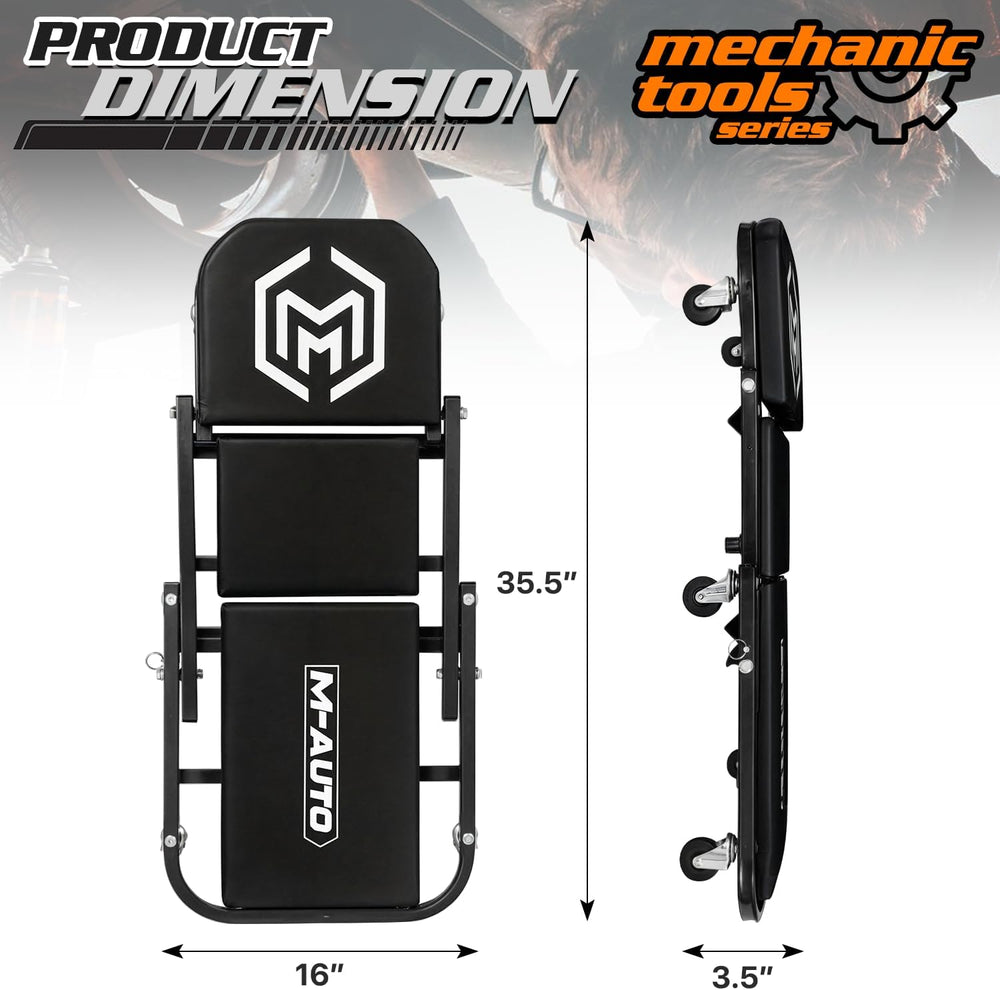 M-AUTO Foldable Z Creeper 2-in-1 Rolling Folding Car Creeper & Seat, 36&q...