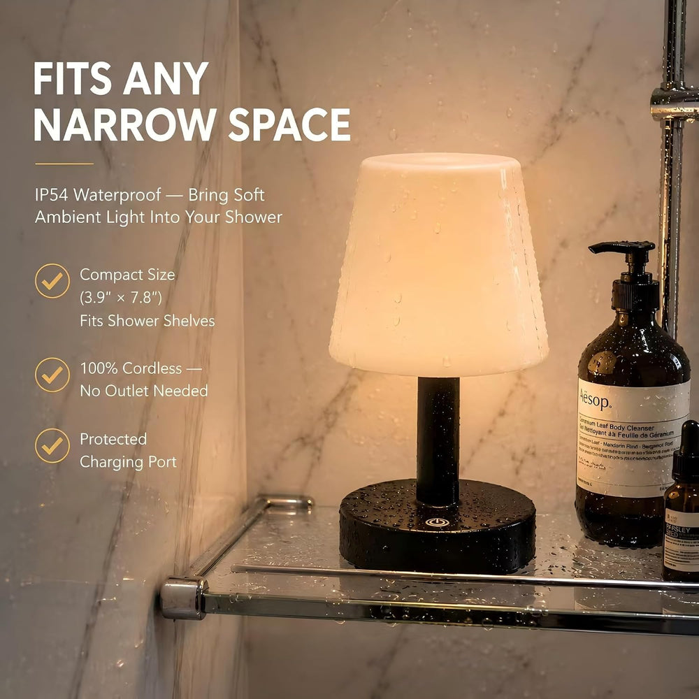 NOVEINN Shower Lamp IP54 Waterproof, Cordless Table Lamp, Black 1 Pack