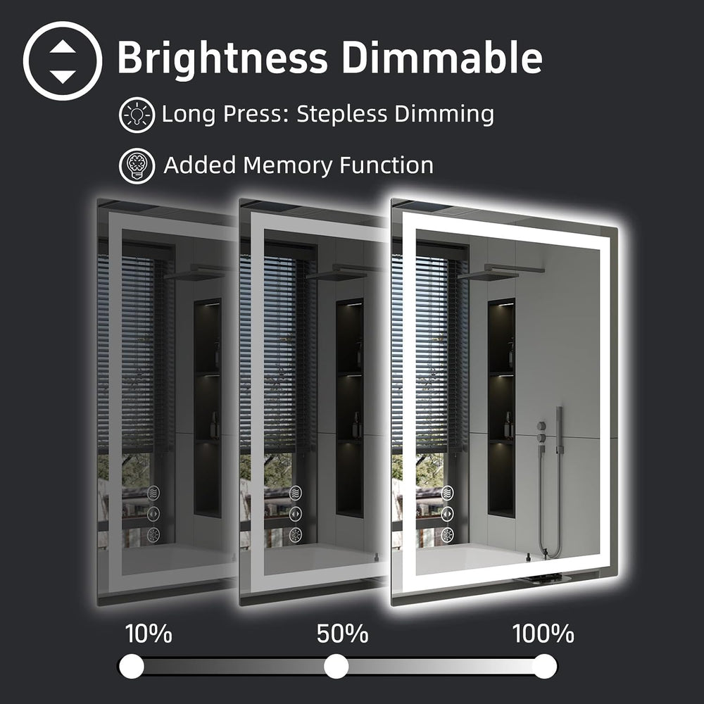 32"x 24" LED Bathroom Mirror with Lights, Backlit + Front Lit