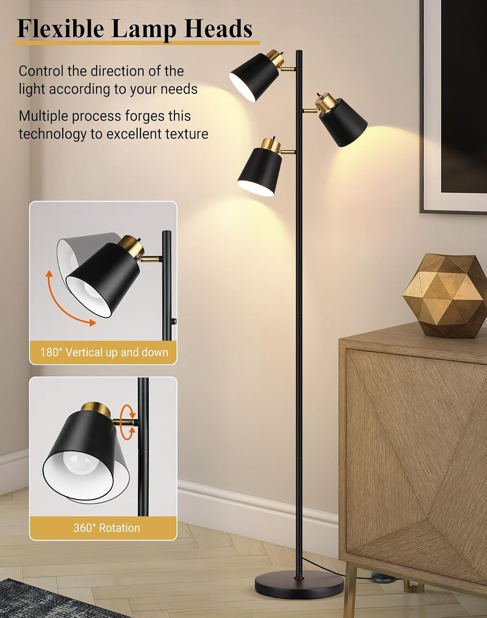 QiMH Tree Floor Lamps for Living Room, 67" Modern Standing Floor Lamp wi...