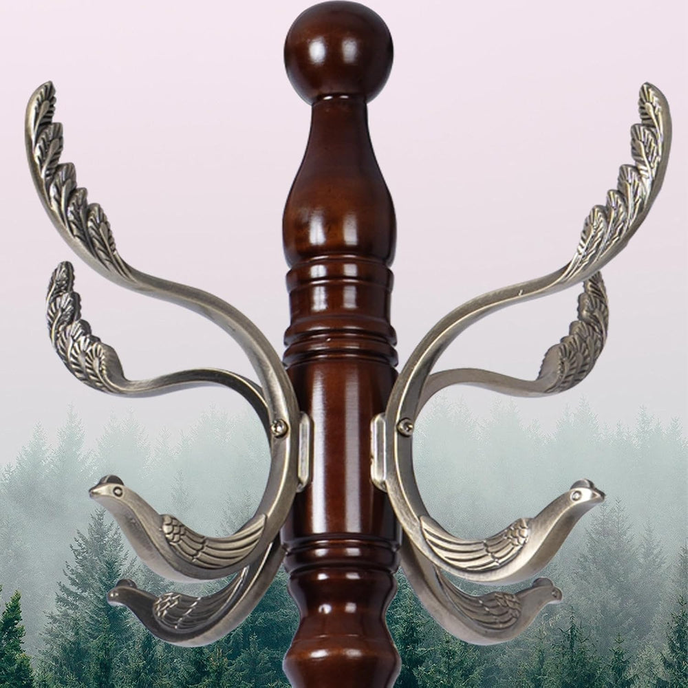 Coat Rack Stand, Solid Wooden Coat Tree with 14 Hooks, Heavy Duty Coat Rack F...