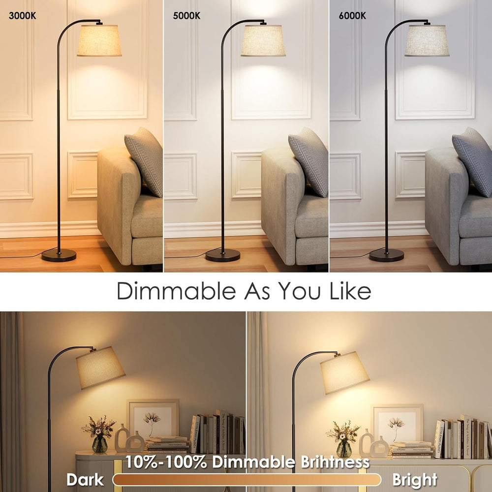 Karjoefar 64" 3 Color Dimmable Black Arc Floor Standing Lamp with Remote