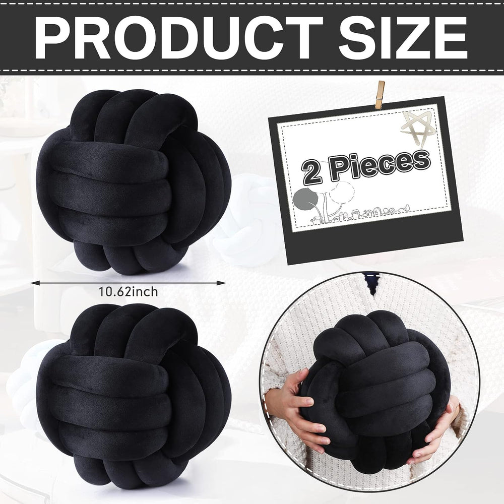 Namalu 10.6 Inches 2 Pcs Knot Pillow Decorative Throw Pillow, Black