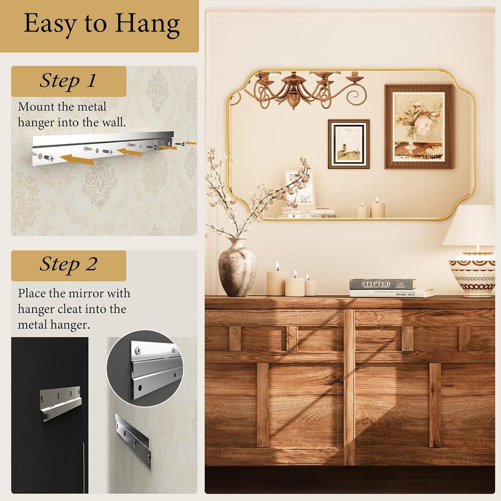 Kelly Miller 30"x48" Gold Foil Scalloped Decorative Wall Mirror