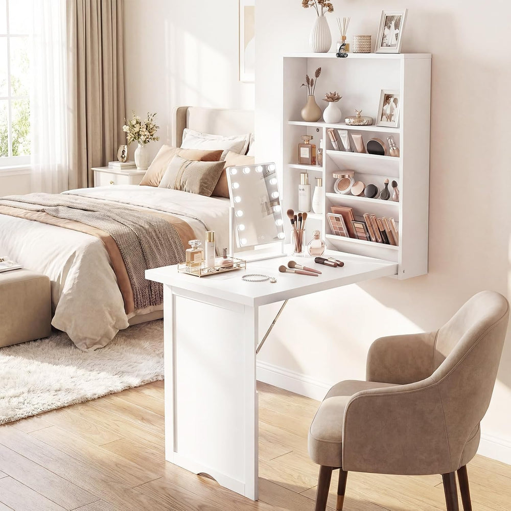 Tangkula Folding Wall Mounted Desk, Convertible Fold Out Floating Table