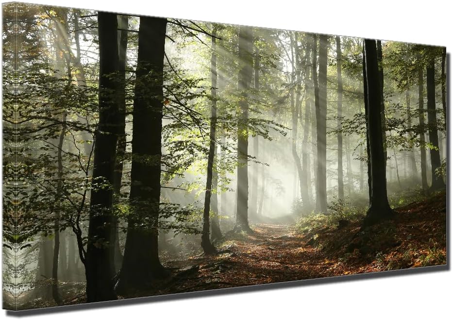 Foggy Forest Canvas Wall Art Home Office Decor Smoky Pine Tree Spring Frame