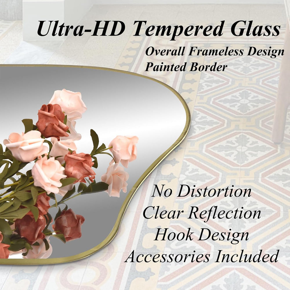 47"x24" Irregular Wall Mirror, Asymmetrical Frameless Mirror