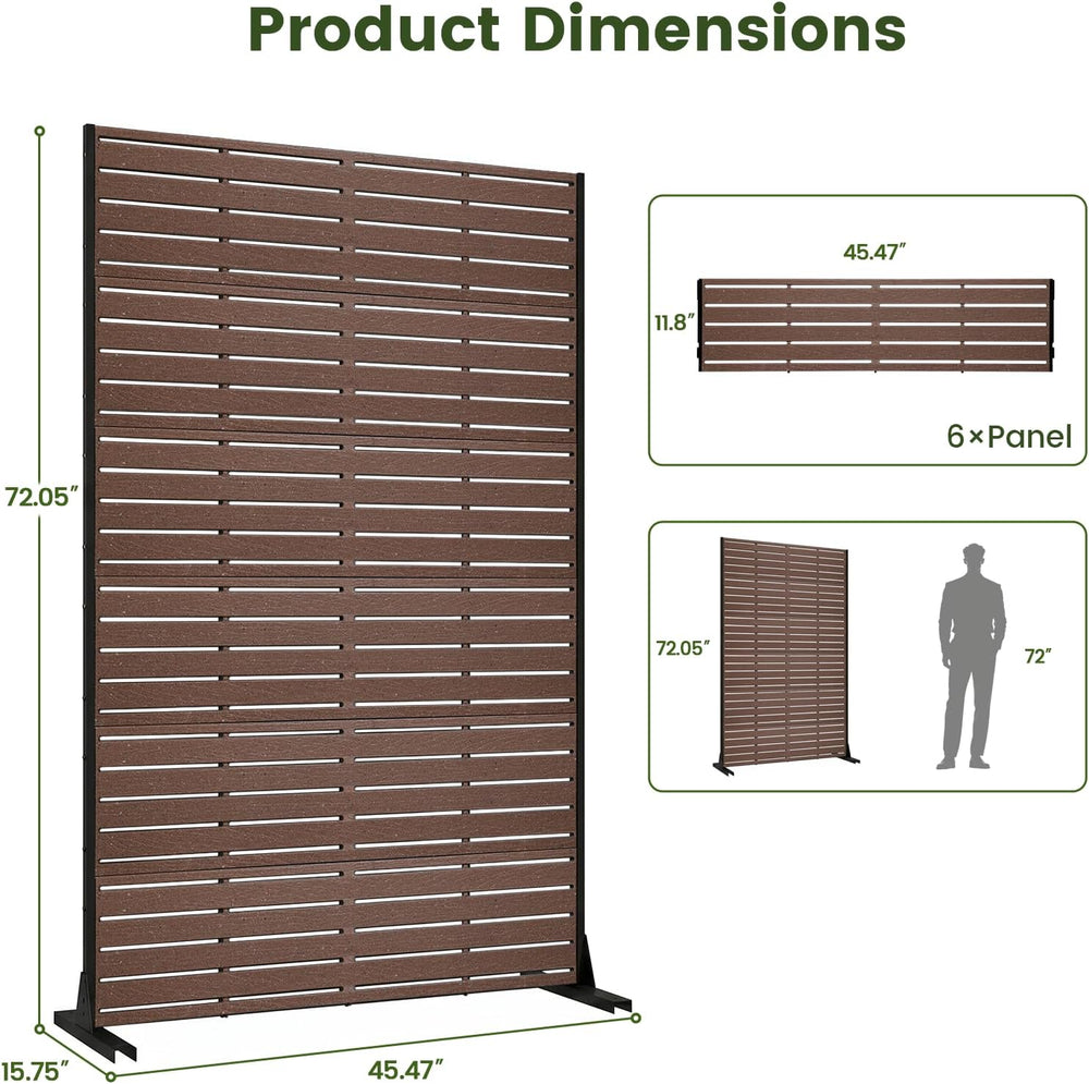 Outdoor Privacy Screen 72" H HDPE Decorative Panel Freestanding Privacy ...