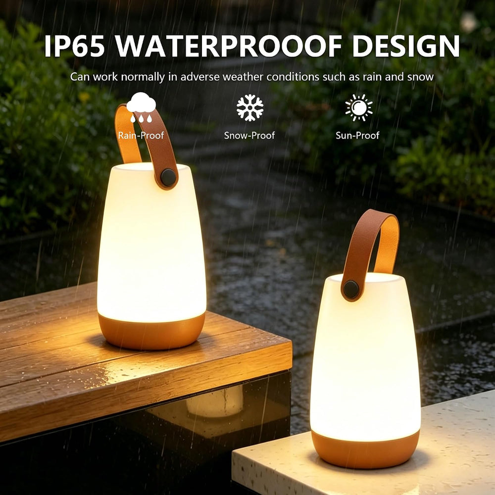 2-Pack Portable Outdoor Table Lamp,USB Rechargeable and RGB Light