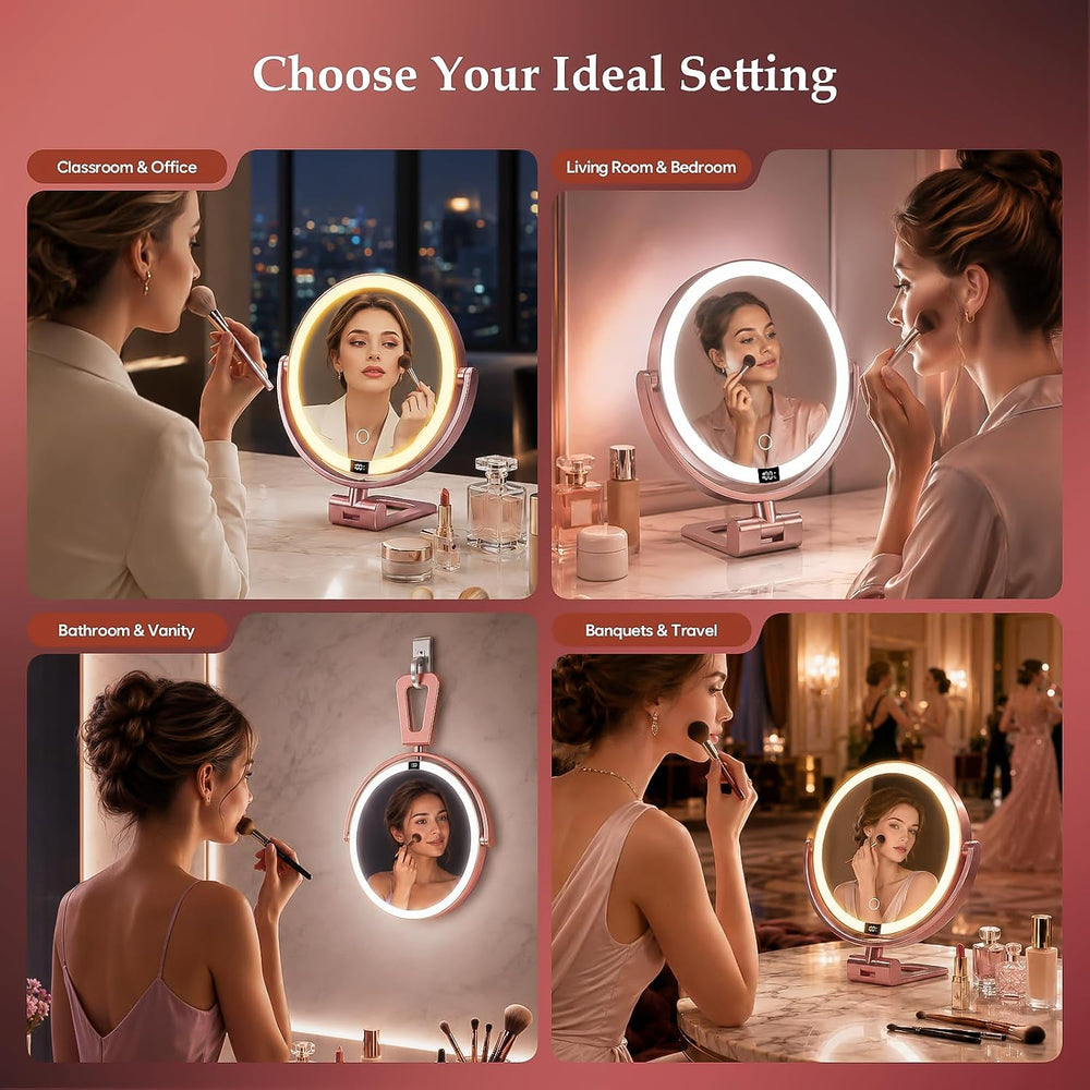 1X/30X Makeup Mirror with Lights, Magnifying Mirror (Rose Gold)