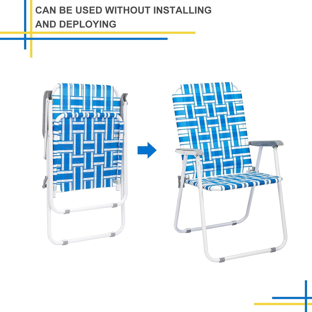 Outvita Webbed Lawn Chairs Set of 2, Easy Open & Lightweight Blue