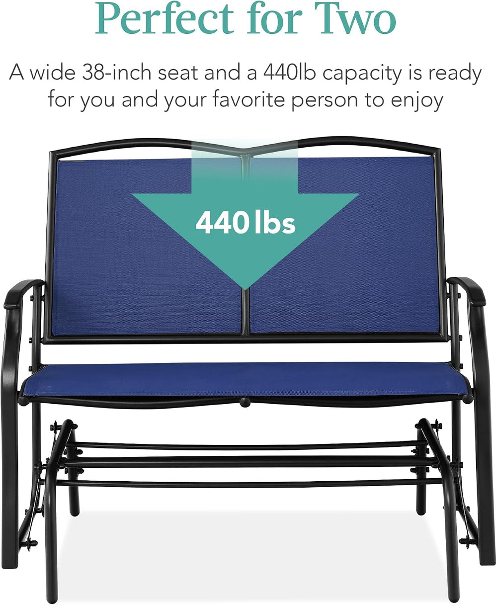 Best Choice Products 2-Person Outdoor Patio Swing Glider Steel Bench Loveseat...