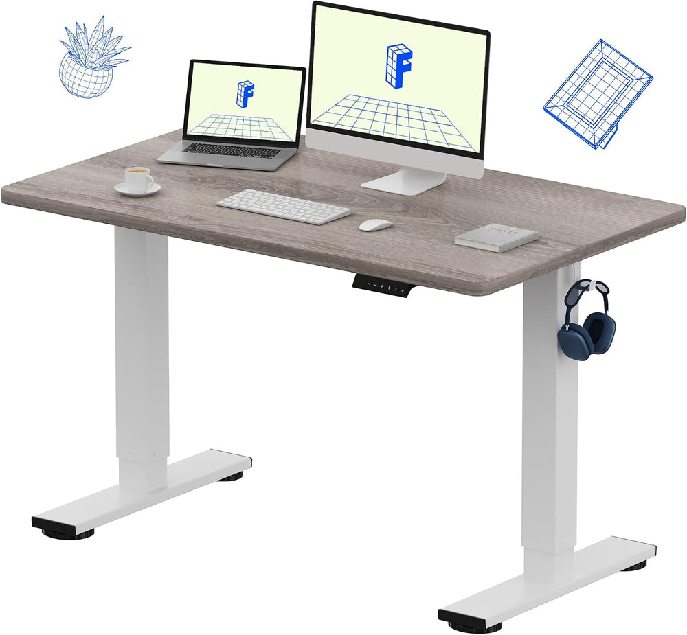 FLEXISPOT EN1 48"x30" One-Piece Standing Desk, Gray Wood