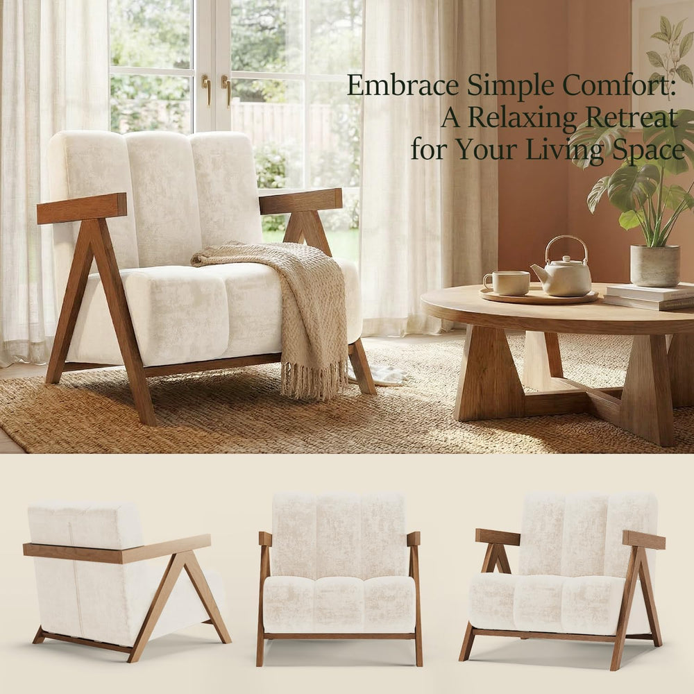 Modern Accent Chair for Living Room Bedroom,Comfy Chenille Reading Chair with...