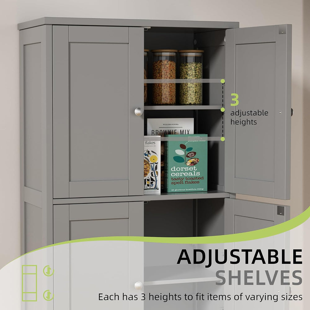 Vongrasig 43" Bathroom Storage Cabinet, Floor Cabinet with Doors, Grey
