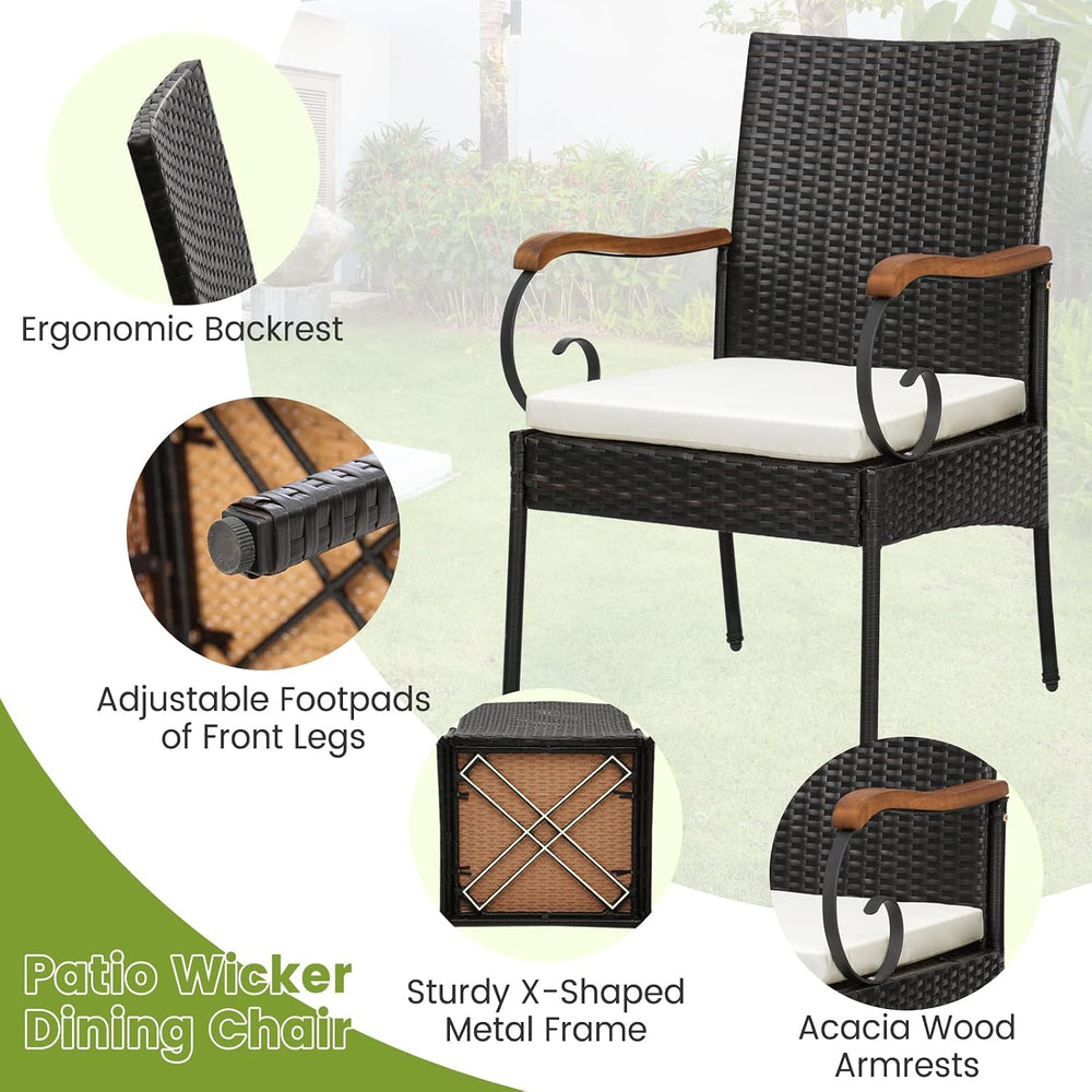 Tangkula Patio Wicker Chairs Set of 4, All Weather Heavy Duty Outdoor PE Ratt...