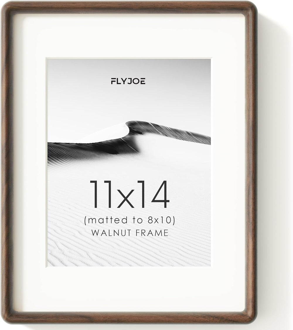 11x14 Picture Frame, Natural Solid Walnut Wood Photo Frame, Rounded Corner
