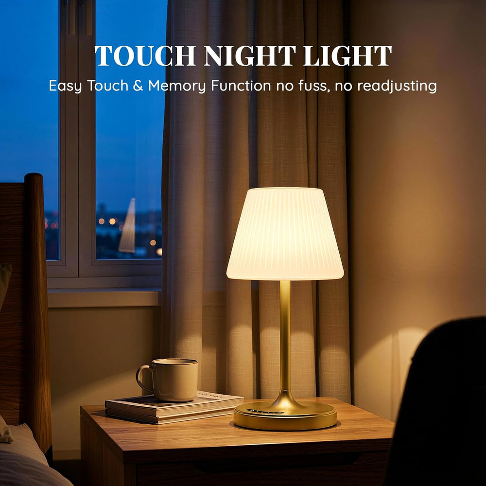 Waterproof Shower Lamp, 4000mAh Cordless Table Lamp, 3-Color Dimmable -Gold
