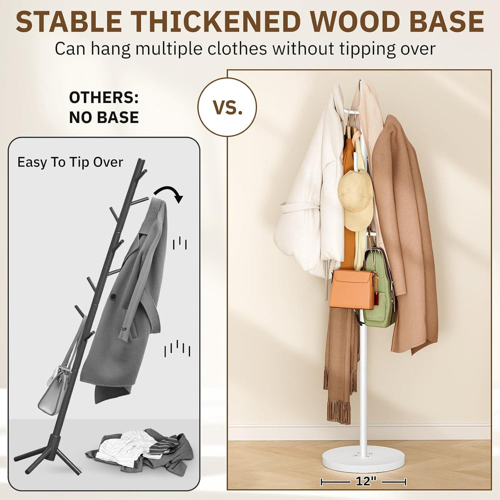 MISSLO Heavy Duty Coat Rack Freestanding 4 Adjustable Size Coat Tree with Sta...