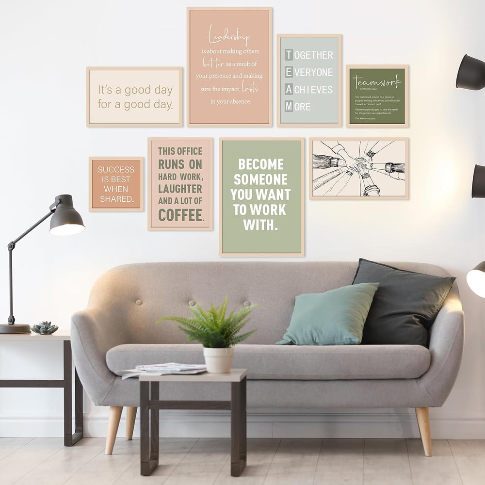 Faccito 8 Set Office Wall Decor, Wooden Framed Motivational Quotes Art