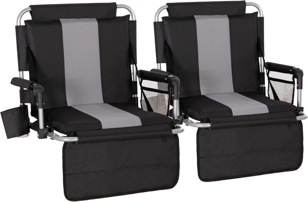 LET'S CAMP 2 Pack Folding Stadium Seats, Portable Bleacher Chairs