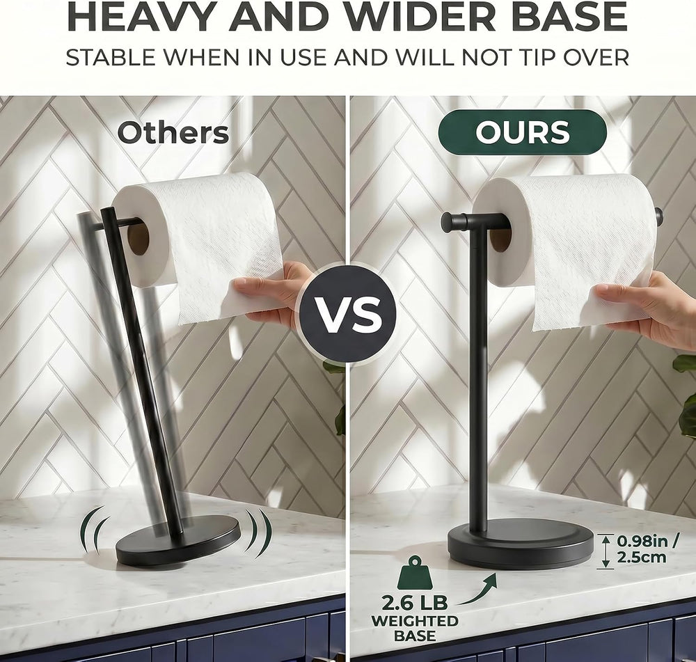 Hoimpro Hand Towel Holder Stand Bathroom Towel Bar Rack Countertop Black