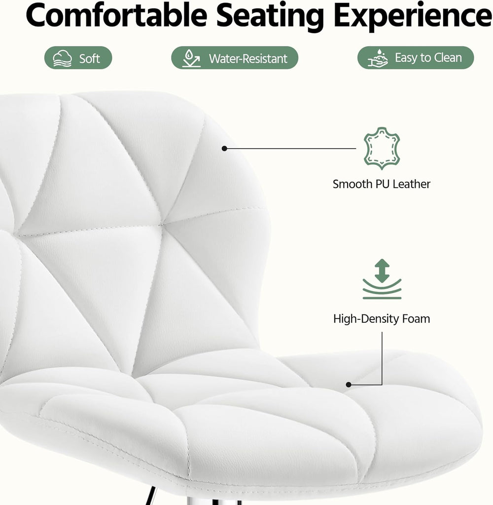 Yaheetech Bar Stools Set of 2 Adjustable Height Swivel Barstools White