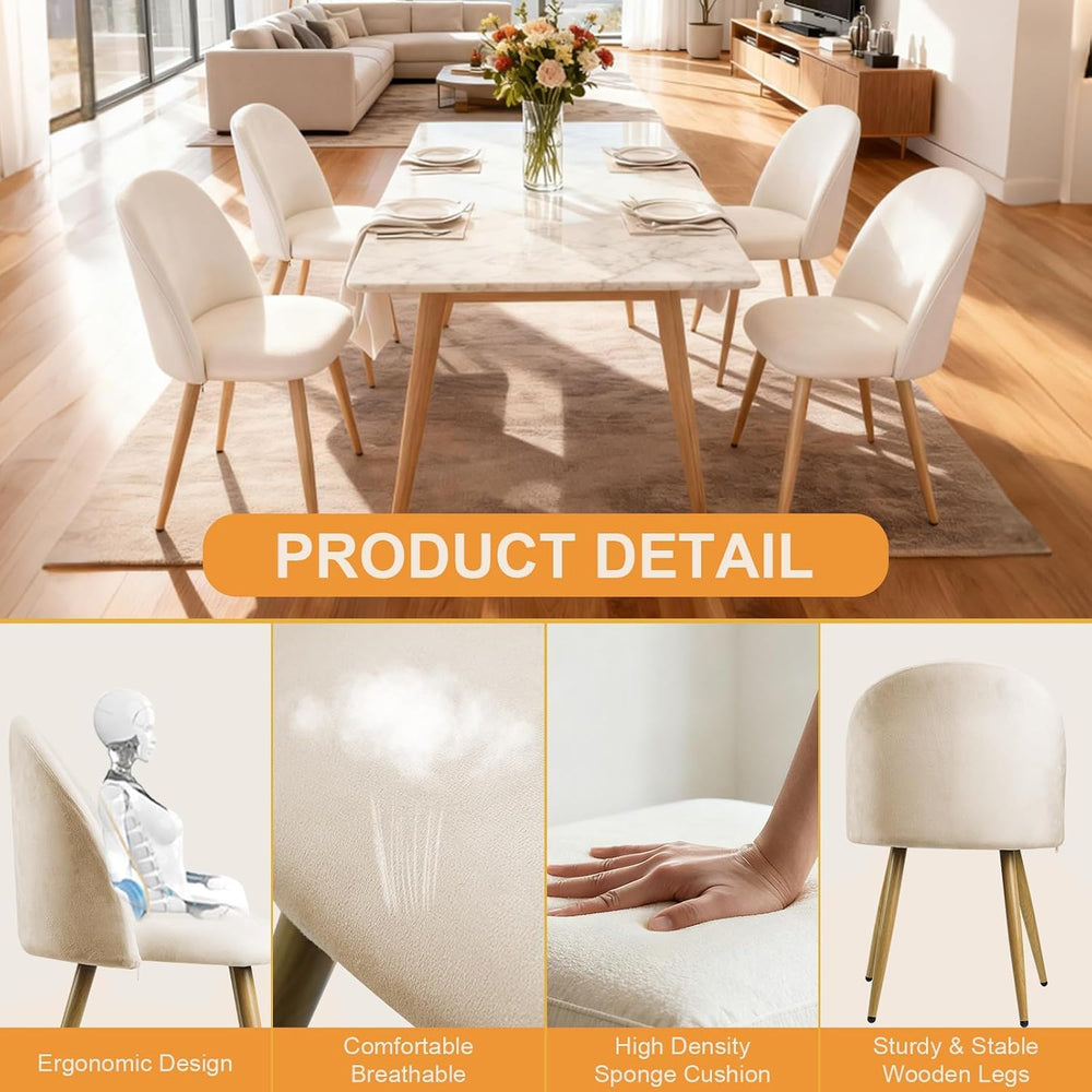 Dining Chairs Set of 2, Modern Velvet Side Chairs with Wood-Grain Metal Legs,...