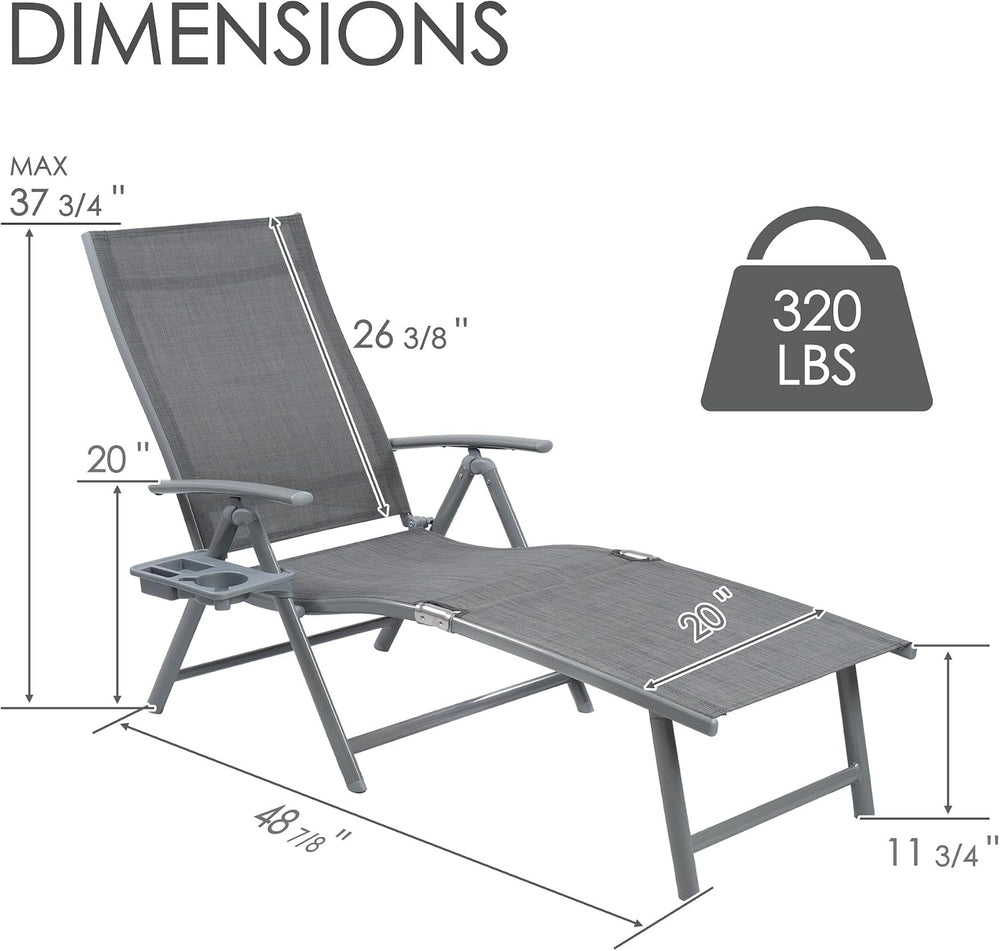 Kozyard 2 Pieces Aluminum Outdoor Chaise Lounge Chairs