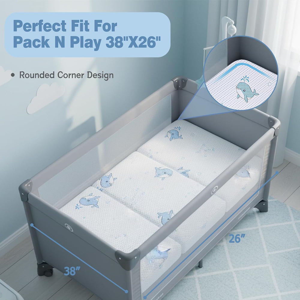 Pack and Play Mattress, 38"x26" Trifold High Density Memory Foam