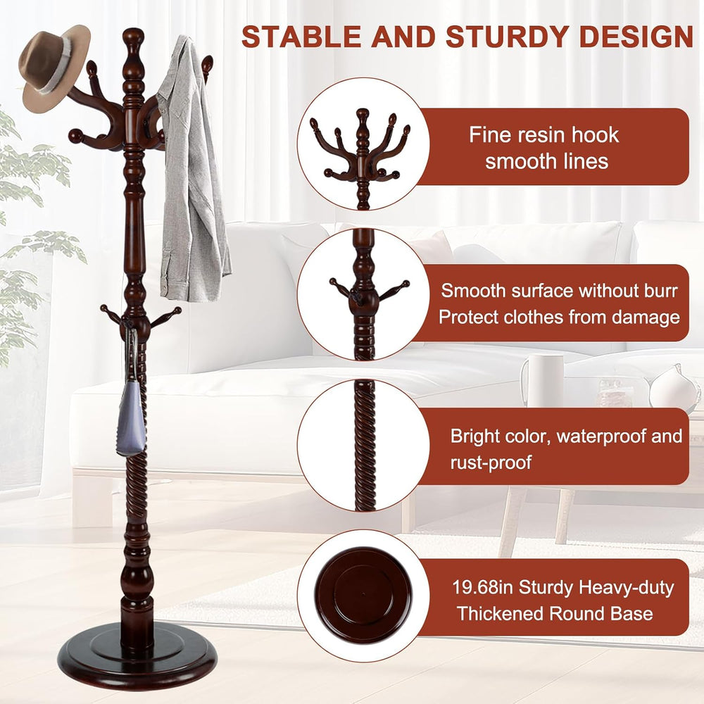 Wooden Coat rack freestanding, Coat racks stand with 11 Hook, Heavy duty coat...