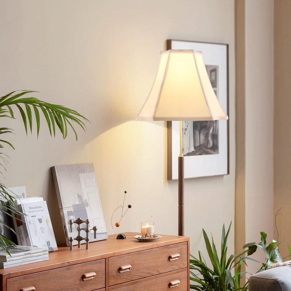 Pure White Linen Square Cut Corner Bell Lamp Shade Medium Lampshade 6.25×6.25...