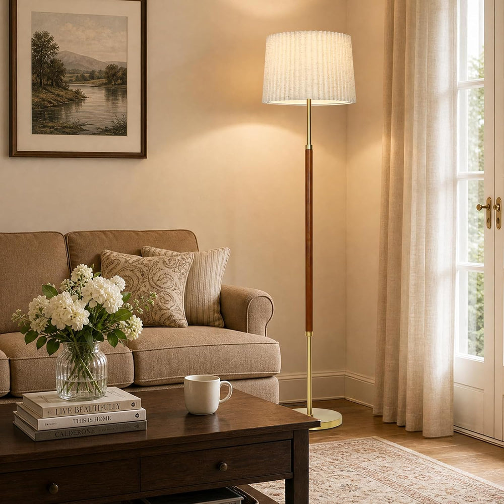 Cinyirong 65 Inch Tall Gold Vintage Floor Lamp for Living Room & Bedroom
